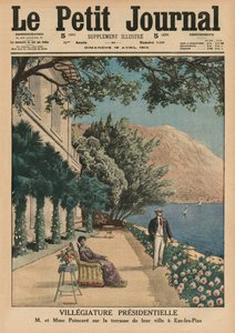 Vacaciones presidenciales, Monsieur y Madame Poincare en la terraza de su villa en Eze-les-Pins, ilustración de portada de 